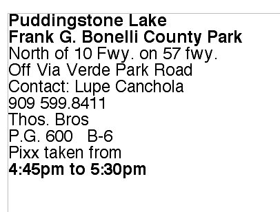 D.Puddingstone Lake.Bonelli Park