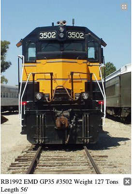 RB1992.EMD..3502.Yellow.Train.Engine.001