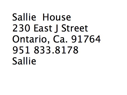 Sallie House.Ontario.CA