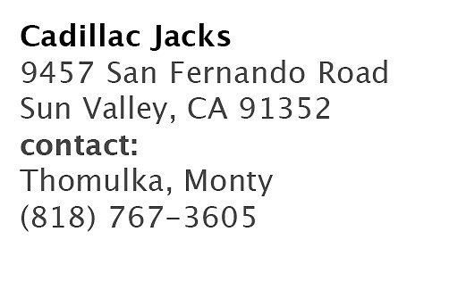 Cadillac Jacks Info